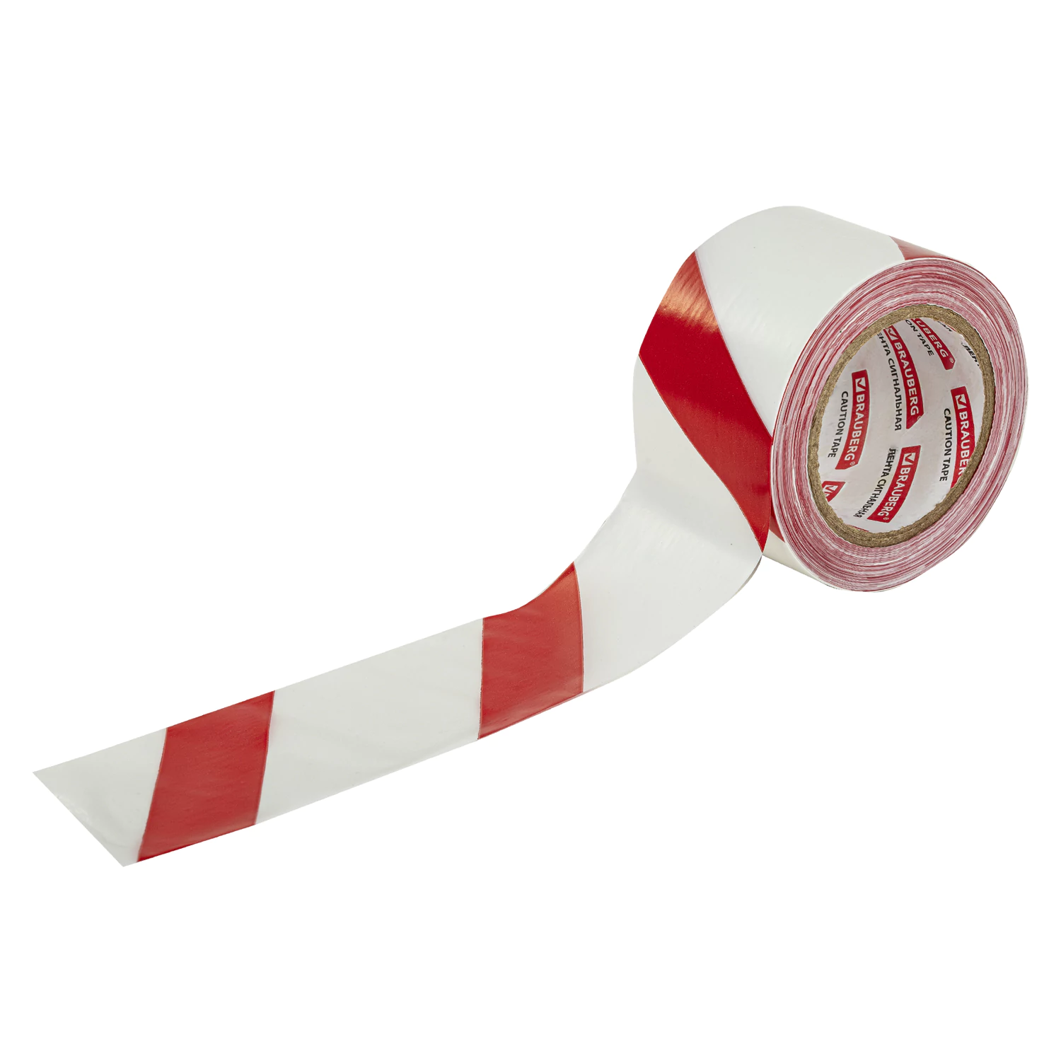 Лента оградительная сигнальная красно-белая 75 мм х 200 м BRAUBERG Грандмастер, полиэтилен